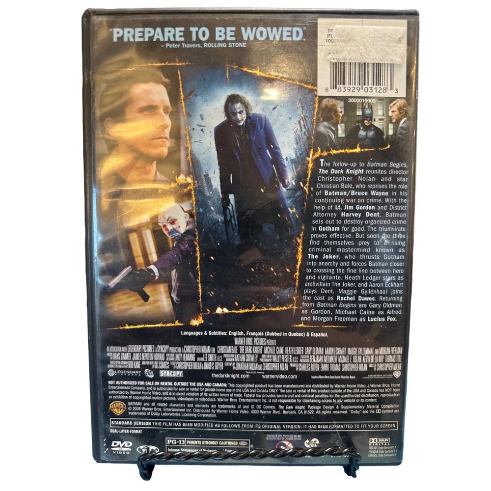 The Dark Knight DVD Full Screen PG13 Batman DC Comics The Joker Bruce Wayne - Picture 2 of 4